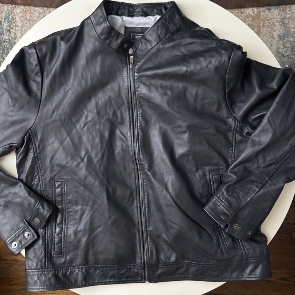 MISSANI LE COLLEZIONI Genuine Leather Classic Moto Jacket Men’s Size XL Black